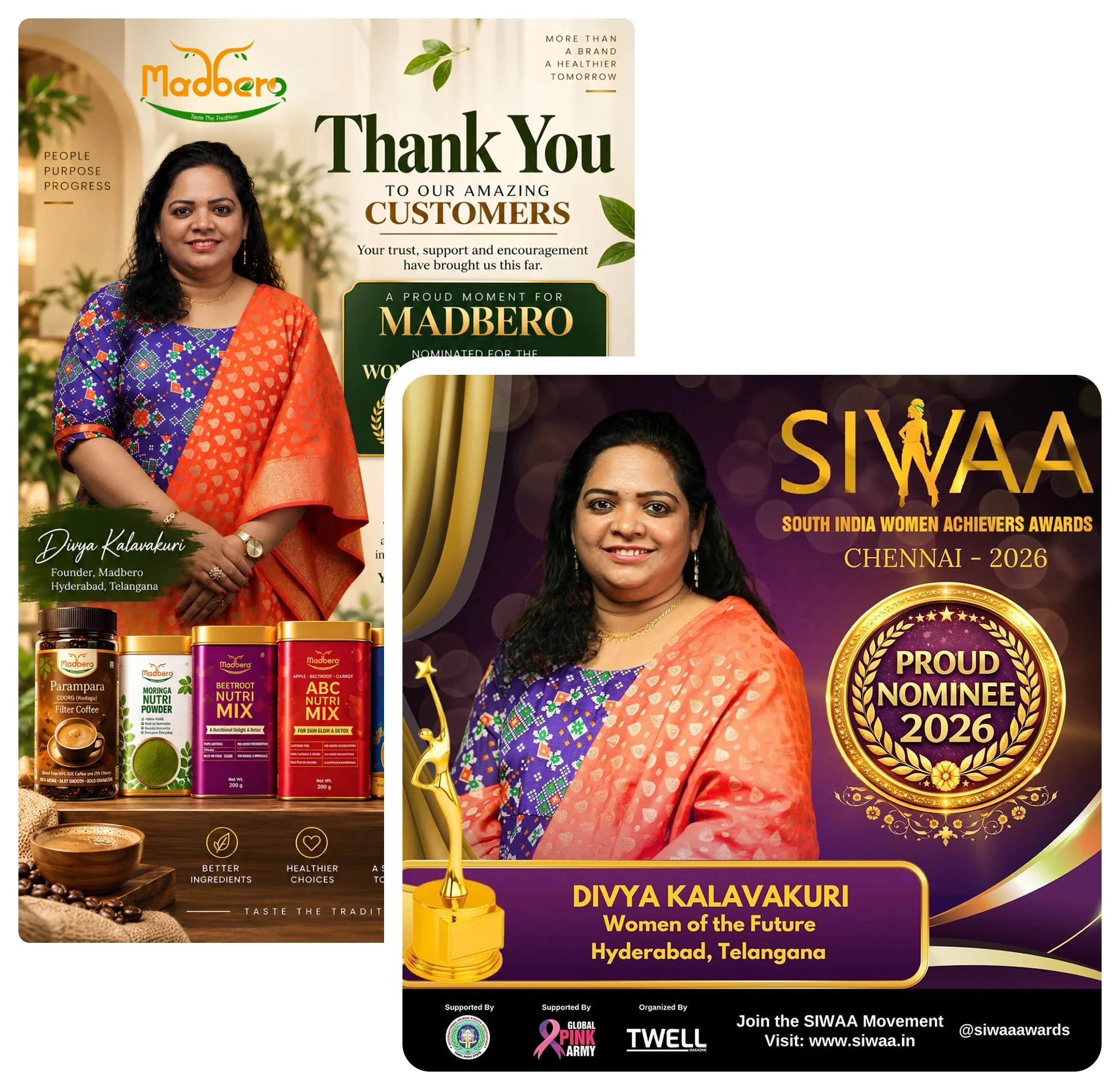 Madbero thank you and SIWAA nomination cards